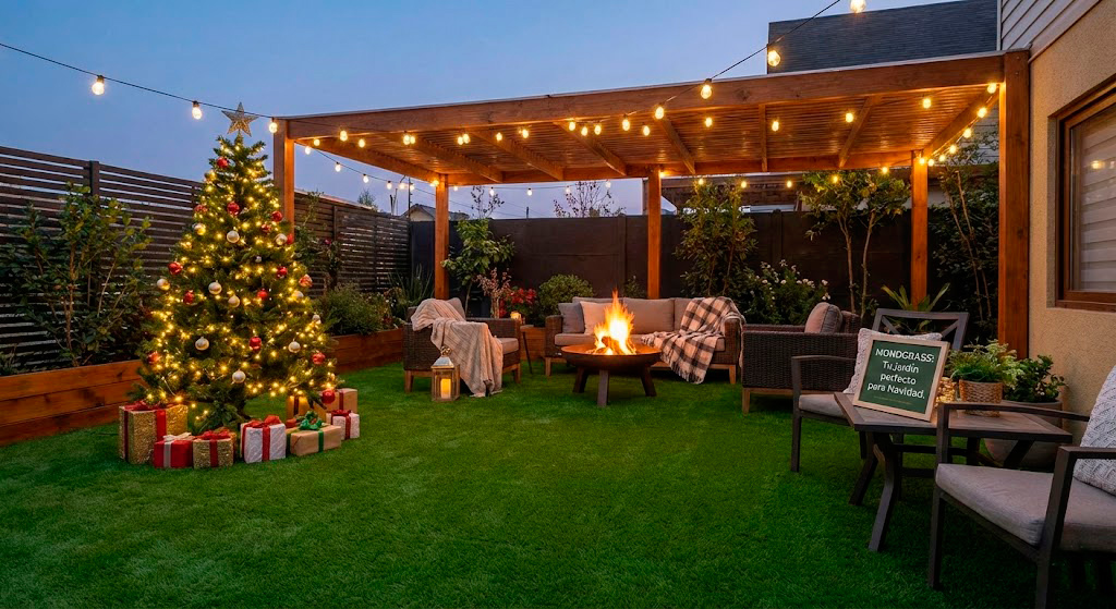 césped artificial en Navidad